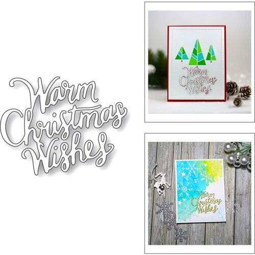 2020 New English Words Warm Christmas Wishes Metal Cutting Dies For DIY Cut Paper Craft Making Greeting Card Album Scrapbooking