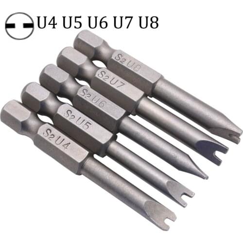 5Pcs/Set Security Bit Set Tamper Proof Screwdriver Drill Bit Screw Driver Bits Hex Shank Magnetic U Shaped 50mm Driver Bits Hand