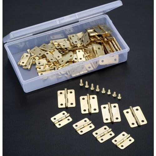 60Pcs Jewelry Wood Boxes Decorative Hinge Metal Gold Cabinet Door Furniture Hinge +Screws +Storage Box Furniture Fittings