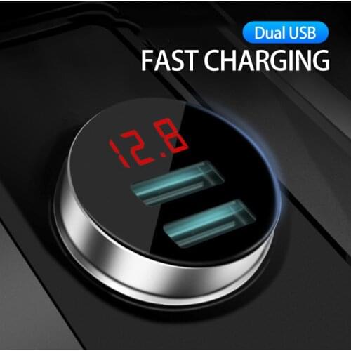 1Pcs Cigarette lighter socket Car Charger Dual Usb Intelligent Digital Display Car Phone Charger Quick Charge Car Accessories