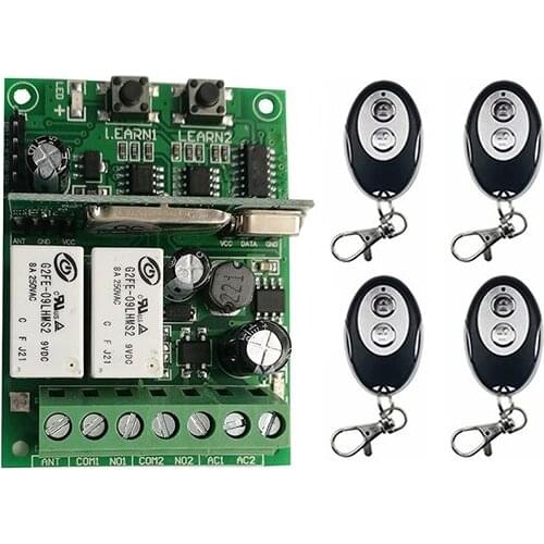 Individual learning code DC9V 12V 24V 10A 2CH Radio Controller RF Wireless Relay Remote Control Switch Transmitter+Receiver