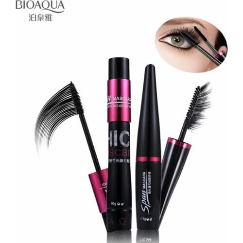 BIOAQUA Brand 2 in 1 false eyelashes+Mascara 3D Fiber Makeup eyelashes Set Extension Lengthening Volume Waterproof Cosmetics