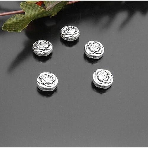 C990)30 pieces 11mm Antique Silver Zinc Alloy Flower Spacer Bracelet Beads Diy Jewelry Findings Accessories Wholesale