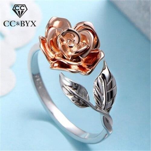 CC Vintage Jewelry Rings For Women Rose Flower Open Ring Temperament Luxury Wedding Anel Party Gift Drop Shipping CC2351