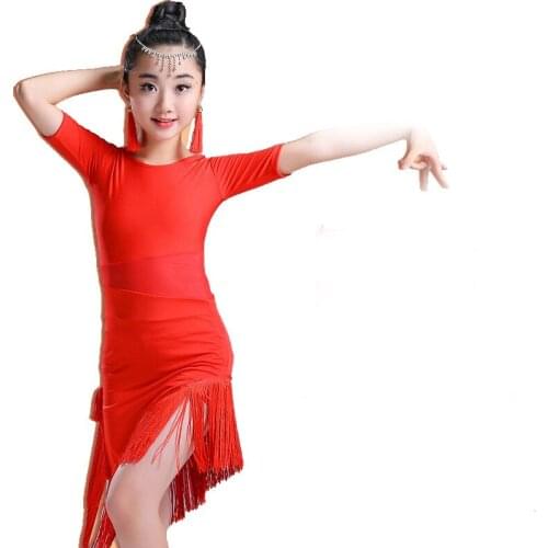 Children tassel Fringe Latin Dance Dress Kids Girls Cha Cha/Rumba/Samba/Tango/Ballroom Dance Skirt Latin Performance Wear