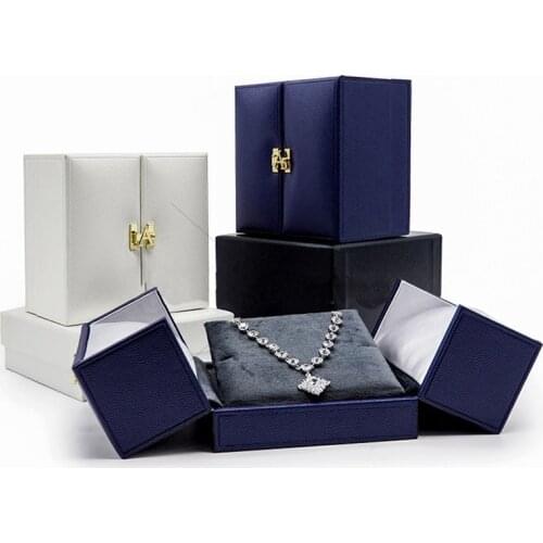 Double Open PU Leather Jewelry Box Organizer Wedding Proposal Ring Pendant Bangle Bracelet Display Gift Case