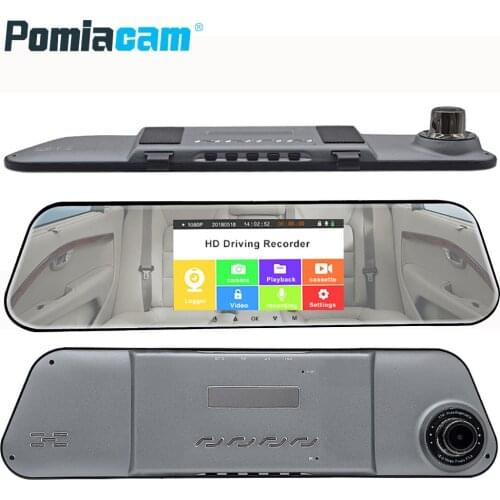E5 5 inch IPS touch screen night vision 1080P 24 stop monitoring loop recording DVR Double lens Car camera rearview mirror video