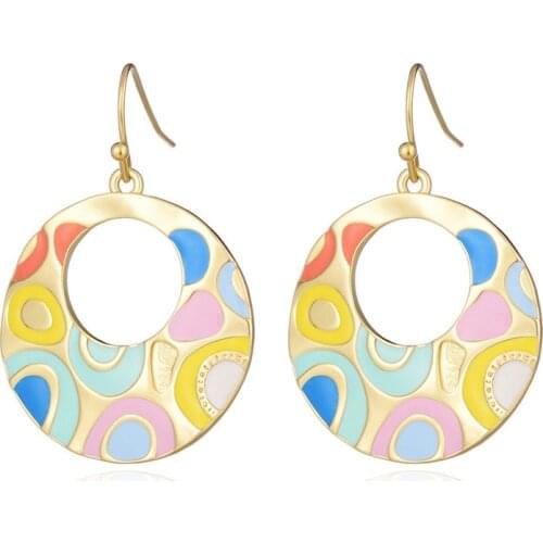 Enamel Drop Earrings For Women Retro New Alloy Ethnic Female Dangle Hanging Earring Fashion Ear Jewelry Brincos 2020