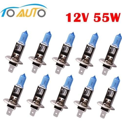 10pcs H1 55W 12V Halogen Bulbs Car Headlight Super Bright White Car Lights 12V Auto Lamp 5000K