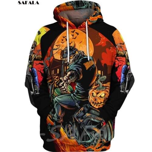 Halloween Pumpkin Rider Killer 3D Printed Hoodie Man Female Zipper Pullover Sweatshirt Hooded Jersey Streetwear Tracksuits