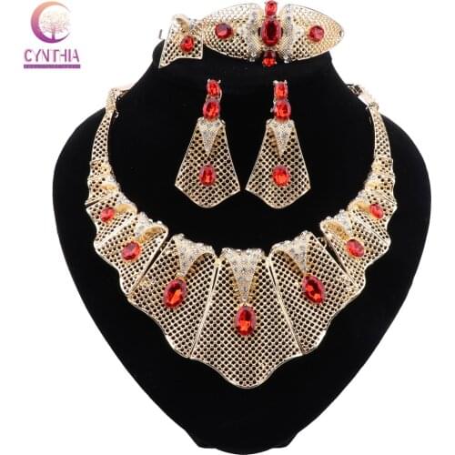 CYNTHIA Exquisite Dubai Gold Jewelry Set Brand Nigerian Wedding Woman Accessories Jewelry Set Wholesale Statement Jewelry Set