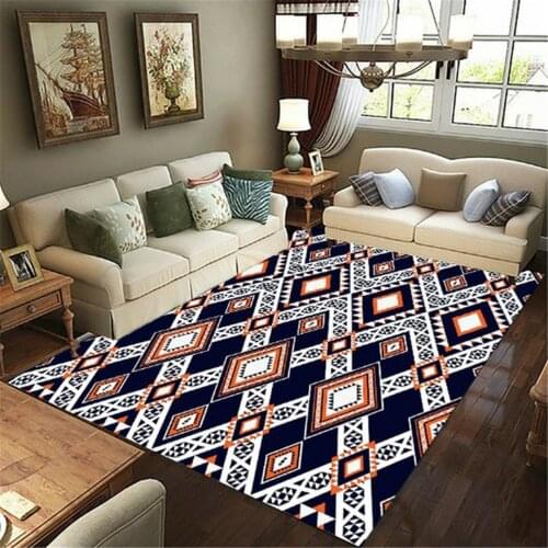Retro Geometry Carpet Mat for Living Room Doormat Flannel Print Bedroom Non-slip Floor Rug 06