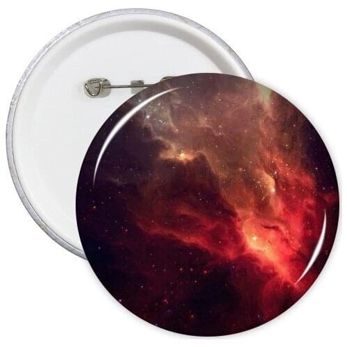 Beautiful Fantastic Shining Red Nebula In Dark Universe Illustration Pattern Round Pins Badge Button Clothing Decoration 5pcs