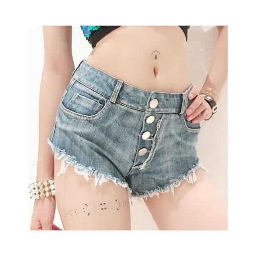 Summer Womens high waist Denim Shorts high waist Button Jeans Hot Shorts Skinny Women clothing