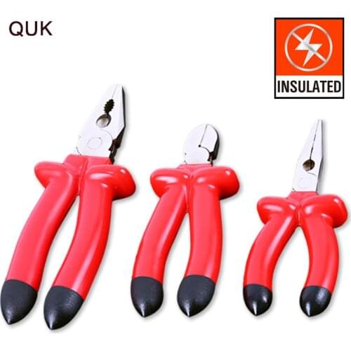 QUK Insulating Cutting Pliers Set Wire Cutter 1000V Diagonal Long Nose High Voltage Resistance Handle Electrician Repair Tool