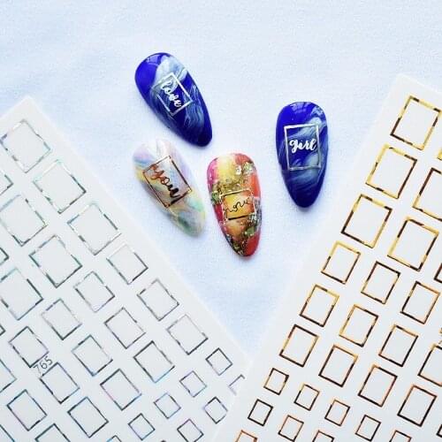 1 sheet Geometry 3D Nails Art Sticker gold/silver/rose gold Ornaments self-Adhesive Sliders Manicure Accessories HL18