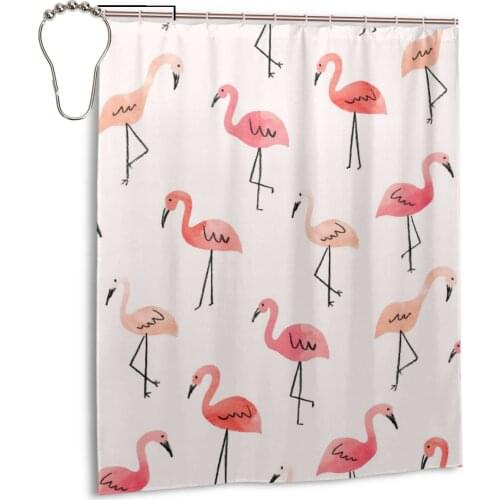 New Waterproof Cartoon Animal Shower Curtain Polyester Flamingos Showering Bath Decoration Curtains In The Bathroom