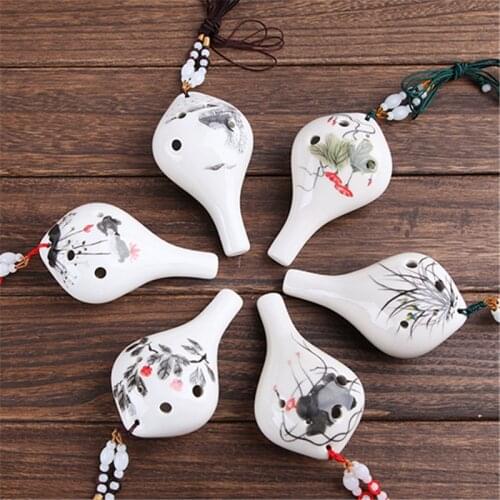 New 6 Holes Ocarina Alto Key of C Professional Ocarina Flute Handmade Ceramic flauta Musical Colored Drawing