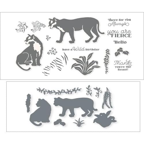 New Arrival 2021 Wild Cats Stamps And Dies Scrapbook Dariy Decoration Stencil Embossing Template Diy Greeting Card Make Albums