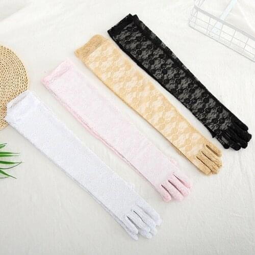 Lace Long Sleeves Five-finger Gloves Women Thin Sexy Spring Summer Driving Lady Riding Sun Protection Arm Sleeve Breathable