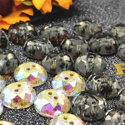12mm Sewing buttons Double hole crystal buttons DIY jewelry apparel wedding dress glass buttons Handicraft crafts sew decorative
