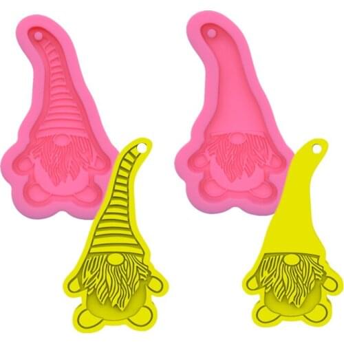 Christmas Keychains Mold Silicone Resin Epoxy Molds DIY Santa Claus Craft Jewelry Making Pendant Moulds Z58-59