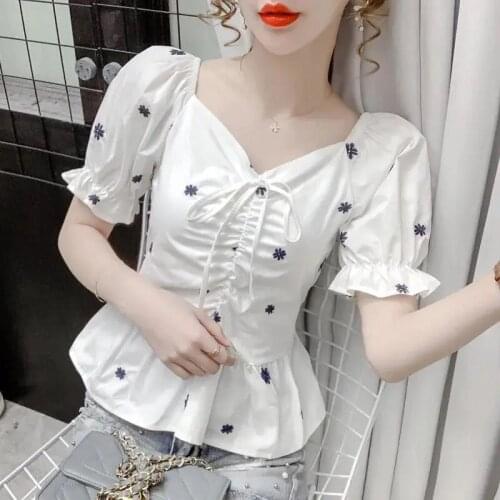 Shirt 2021 spring and summer fashion temperament new Korean style casual short-sleeved v-neck blouse women