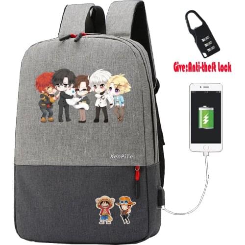 Game mystic messenger Backpack Anti-theft USB Charging bag women men Laptop backpack teenagers Travel backpack student book Bags