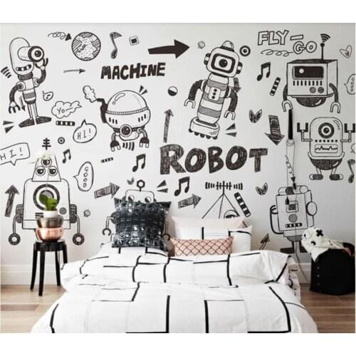 XUE SU Customized large-scale murals / wallpapers / hand-painted graffiti robot wallpapers