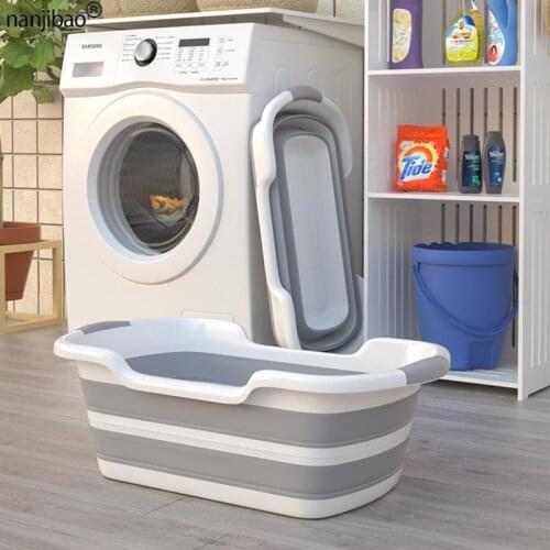Nanjibao Foldable Silicone Baby Bathtub Non-Slip Foot Bath Bucket Folding Portable Pet Dog Cat Bathtub Bathroom Laundry Basket