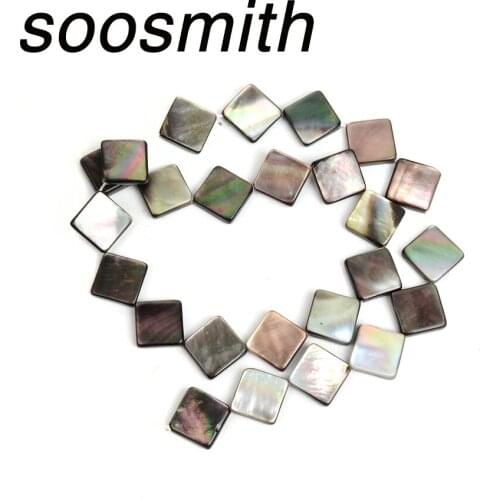 Soosmith Natural Black Shell Beads Square Shape Loose Shell Beads For Jewelry Making Diy Craft Bracelet Necklace Wholesale Gifts
