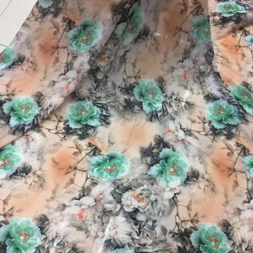 Evening Dress 50D Chiffon Stage Costume Fabric Peony Ombre Color Cloth Costume Tancel Scarf Decorative DIY