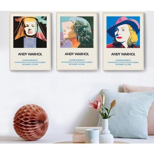 Vintage Fine Art Canvas Painting Andy Warhols Exhibition Posters and Prints Cuadros Wall Art Picture for Living Room Home Decor