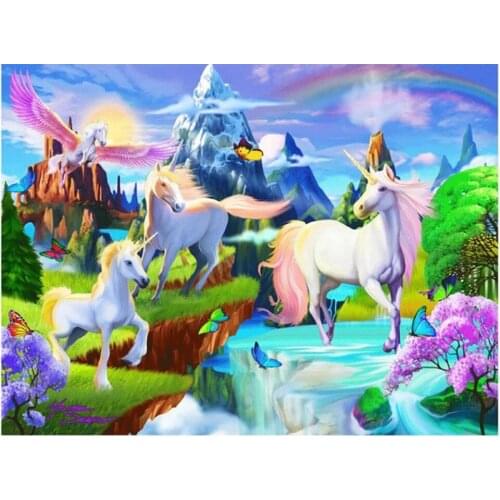 Fantasy Unicorn Diamond painting ,full round square Drill 3D embroidery 5D DIY Diamant painting Animal Mosaic Diamond Art