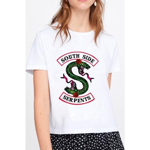 Womens T-shirt Harajuku Top Summer Harajuku Top Snake Girl T-shirt Riverdale Snake Print Funny Retro Girl