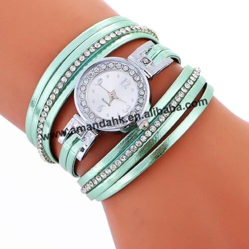 Wholesale hot long style leather watch wrap around elegance wristwatch for women wholesale clock long strap watches 918563