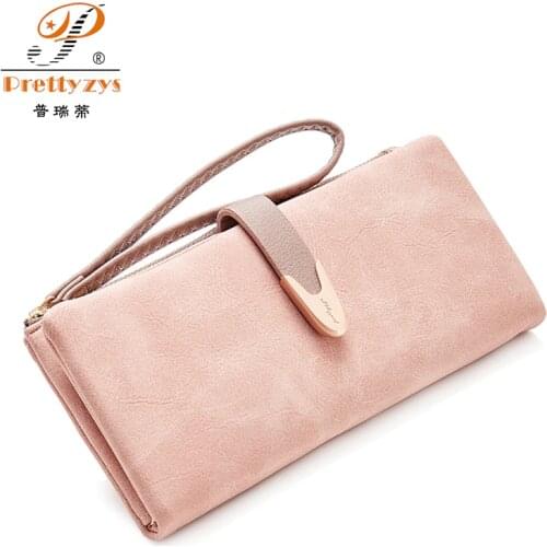 Prettyzys Soft PU Leather Women Wallet Wristlet Women Purse Female Phone Wallet Clutch Brand Design Ladies Purse Card Holder