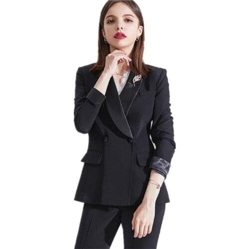 Black Shawl Lapel Women PantSuits Women Suits Plus Size Custom Made Ladies Pantsuit Blazer+Pants for Work Pantsuit Wedding Party