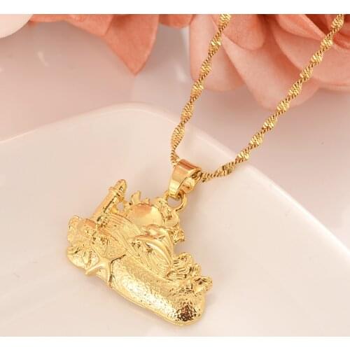 Gold Color African vintage boat Necklaces pendants Classic Slide pendant Jewelry Women girls Christmas gifts sweater chain