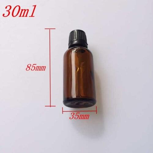 10 pcs 35x85 mm Brown Glass Bottles With Black Plastic Safty Screw Cap DIY 30 ml Empty Glass Essential Oil Bottles Jar