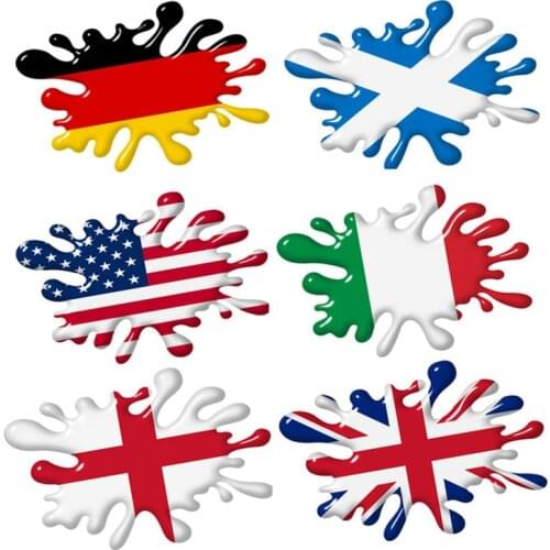 3D Shaded Effect Splat Design with US Germmany Italy Union Jack British England Scotland Flag Scratches Car Sticker PVC Vinyl