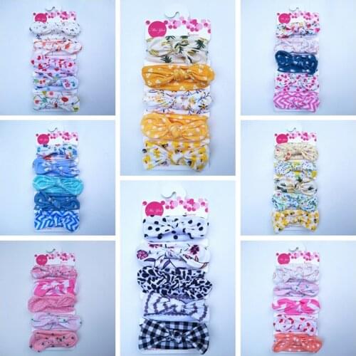 5pcs/lot Newborn Baby Girls Print Bunny Ears Headband Stripe Elastic Hair Band Toddler Headwear Kids Accessories Birthday Gifts