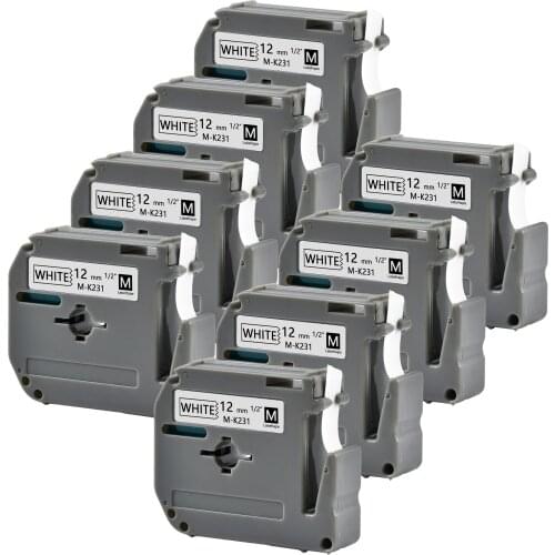8 Labeler ribbon MK231 MK-131 MK121 MK-221 thermal label tape ribbon 9mm and 12mm for Brother P-touch PT-80 PT-90 PT-70 PT-65