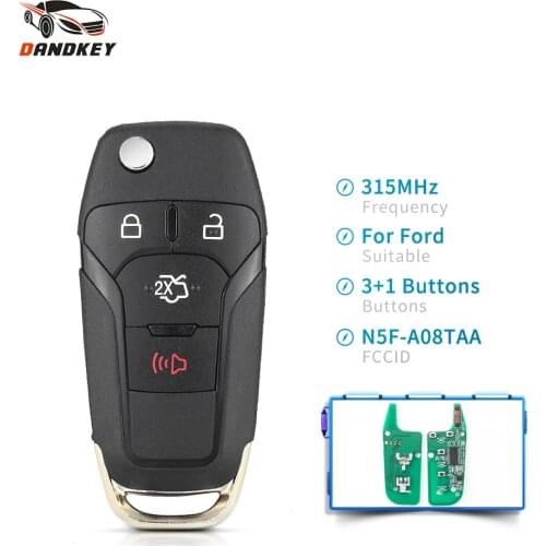 Dandkey N5F-A08TAA 4 Buttons 315MHz ID49 Chip HU101 Keyless Entry Flip Car Remote Key For Ford Fusion 2013 2014 2015 2016 2017