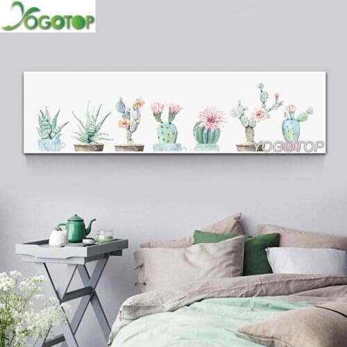 Large size Flower Cactus Decoration Plant Wall Art Diy diamond painting Landscape 5D full mosaic Diamond embroidery YY2221