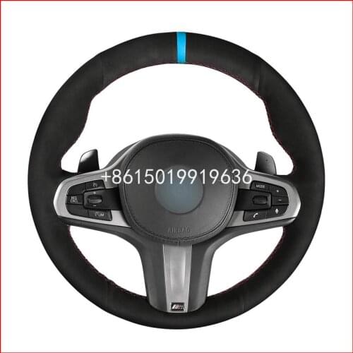 Black Suede Hand Sewing Steering Wheel Cover for BMW M Sport G30 G31 G32 G20 G21 G14 G15 G16 X3 G01 X4 G02 X5 G05 Accessories