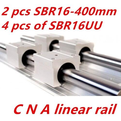 Cheap 2pcs SBR16 L 400mm Linear Bearing Rails + 4pcs SBR16UU Linear Motion Bearing Blocks (can be cut any length)