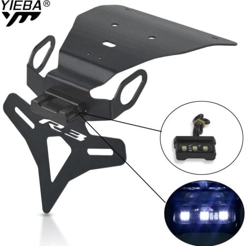 For YAMAHA YZF R3 YZF-R3 YZFR3 2019 2020 CNC Aluminum Motorcycle Accessories Rear License Plate Mount Holder With Moto LED Light