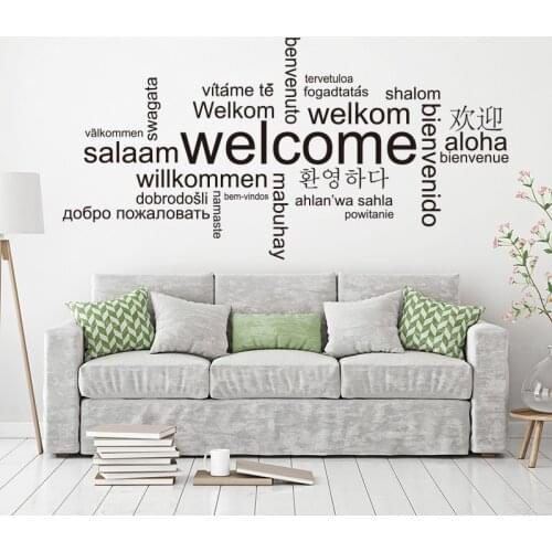 Welcome In Different Languages Wall Sticker Living Room Hello Welcome Quote Family Words Wall Decal Vinyl Decor Murals Z369