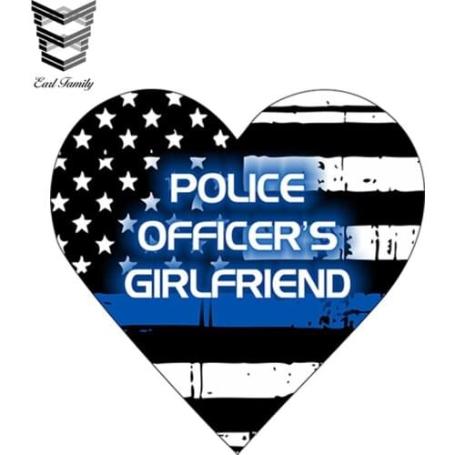 EARLFAMILY 13cm x 13cm Thin Blue Line Decal - Police Officers Girlfriend Heart Waterproof Decal Auto Motor Sticker Car Decor
